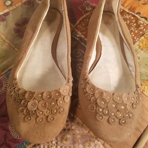 Embroidered and Embellished Suede Ballet Flats